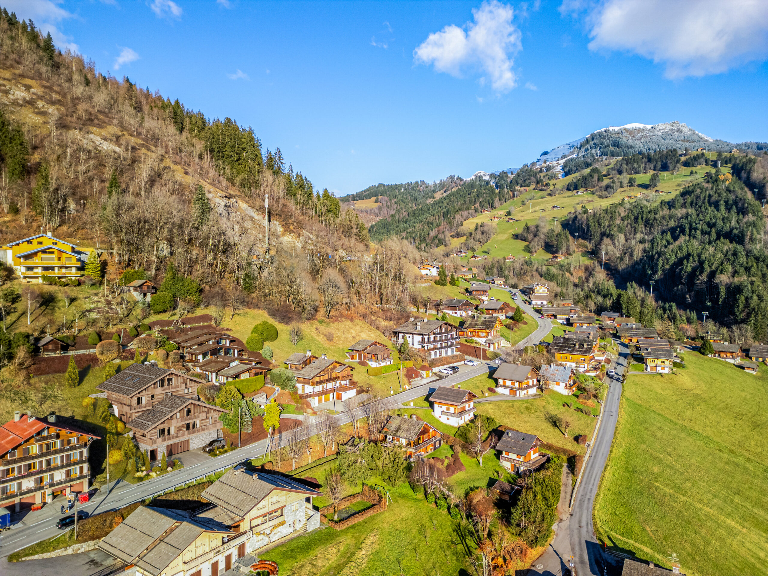 Visualisation 3D chalet insertion paysagère drone été Le Grand-Bornand Pierzo