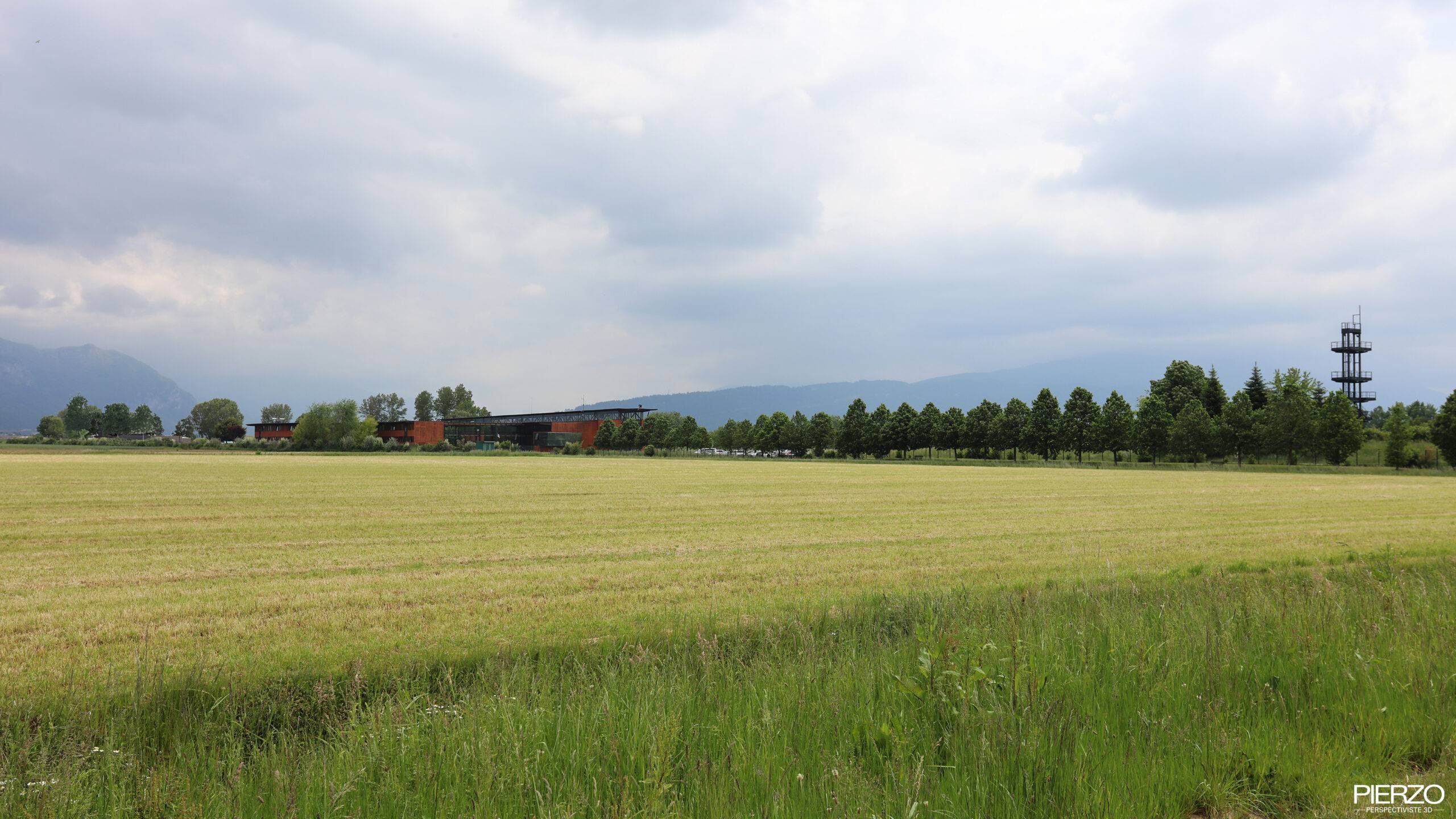 Insertion paysagère grand paysage caserne Epagny vue champs et montagnes Pierzo