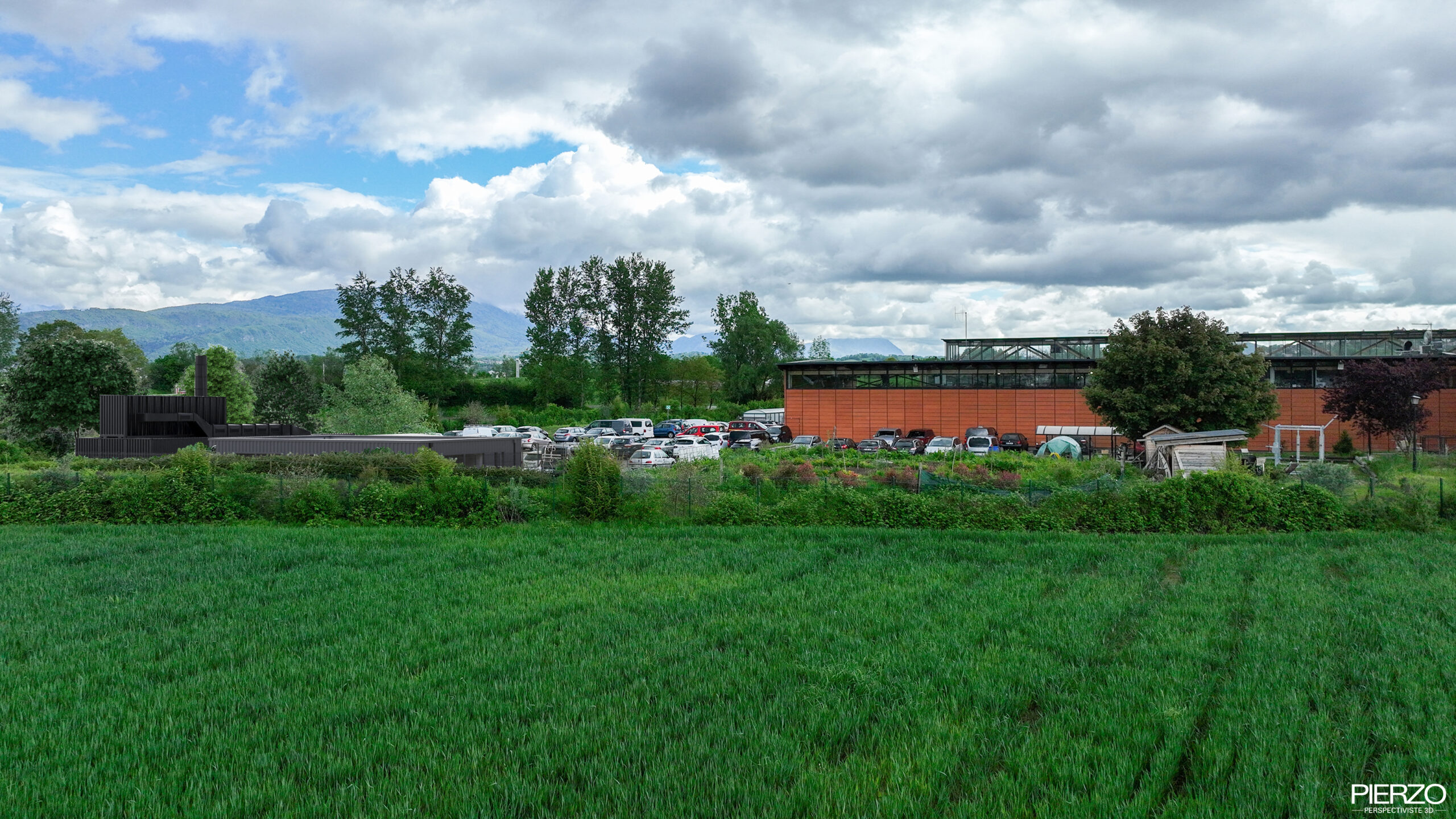 Insertion paysagère caserne pompiers Epagny milieu agricole Haute-Savoie Pierzo