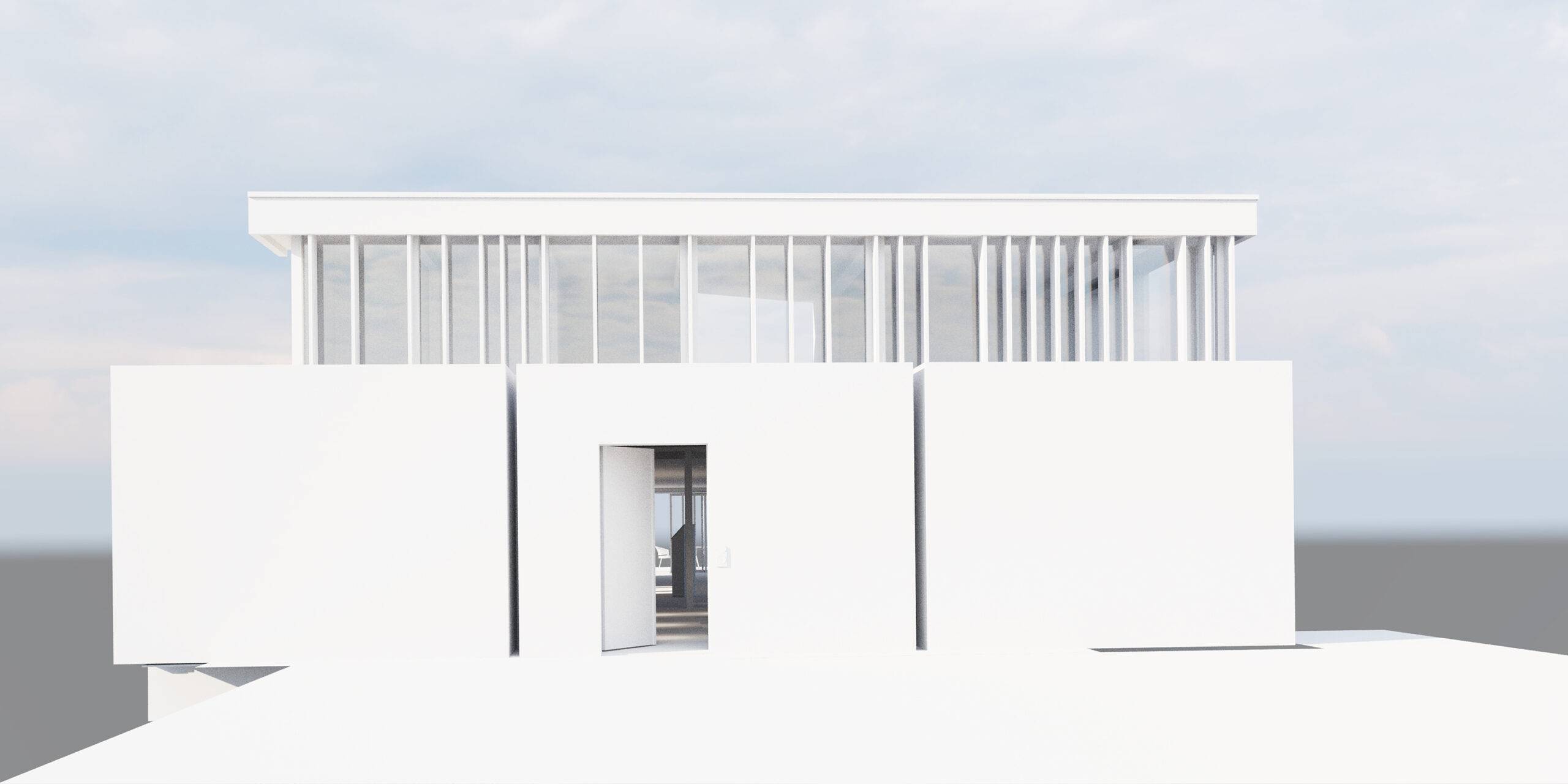 Visualisation 3D villa maquette blanche clay render lumière naturelle